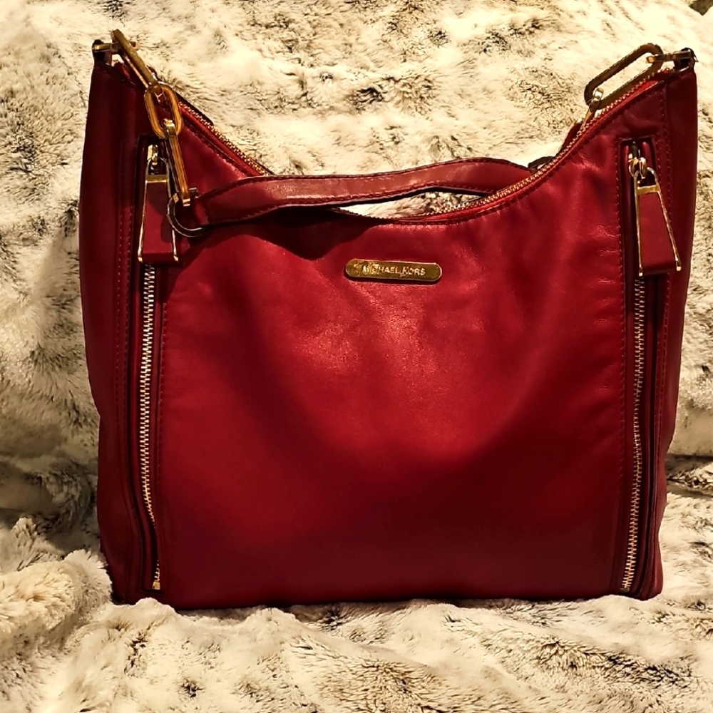 Michael Kors Red Leather Shoulder Bag Good Condition